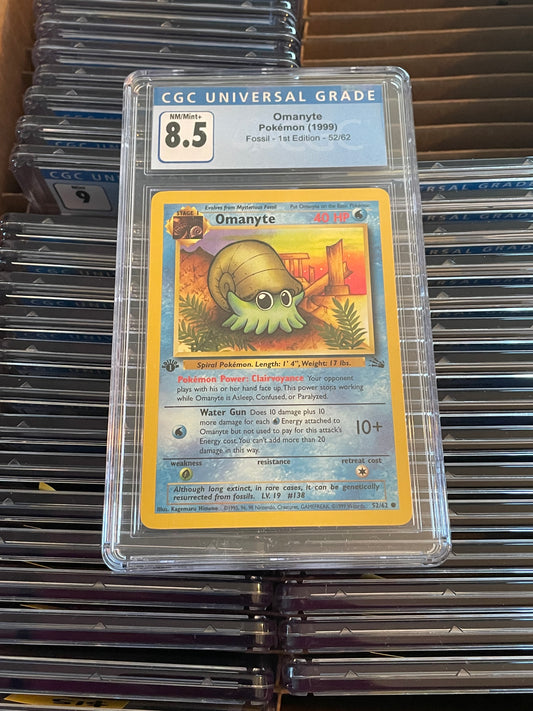 Omanyte Fossil 1st Edition 52/62 Pokémon (1999) CGC 8.5