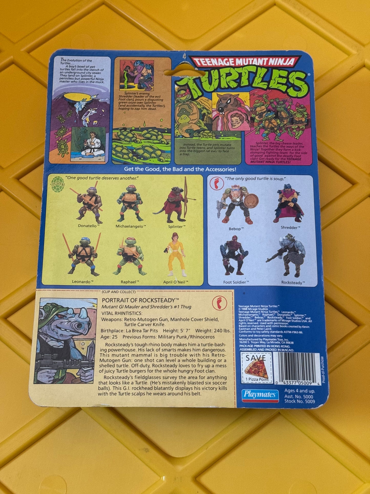 TMNT Rocksteady 1988 Playmates DAMAGE