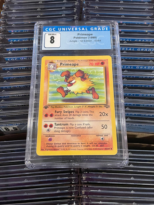 Primeape Jungle 1st Edition 43/64 Pokémon (1999) CGC 8