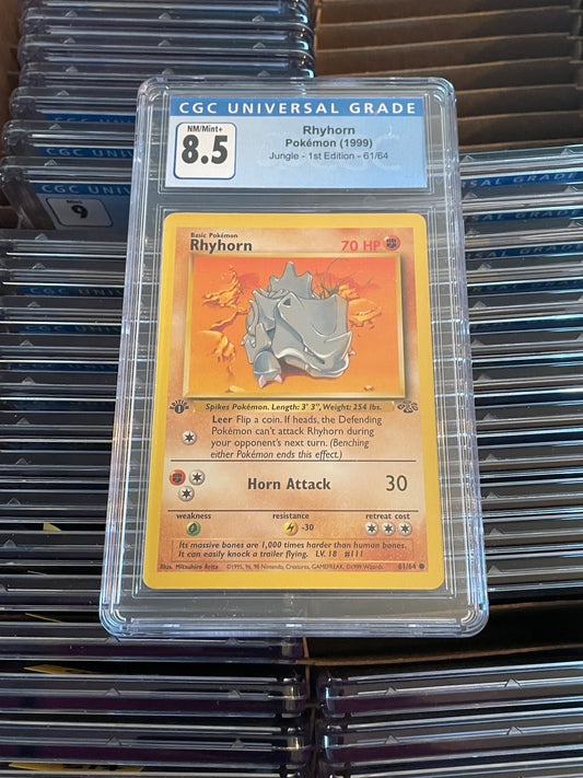 Rhyhorn Jungle 1st Edition 61/64 Pokémon (1999) CGC 8.5