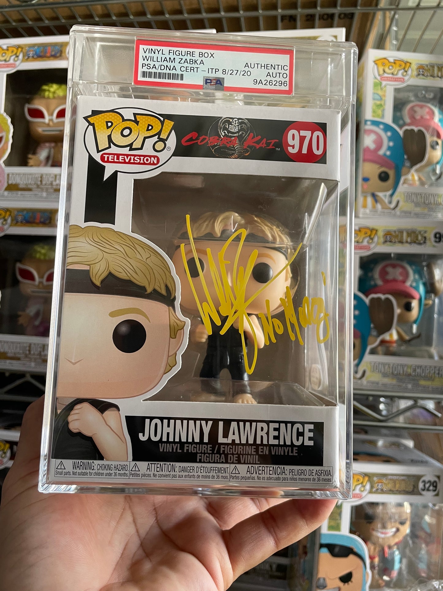 Johnny Lawrence Funko Pop #970 PSA Encapsulated & Autograph By William Zabka Cobra Kai