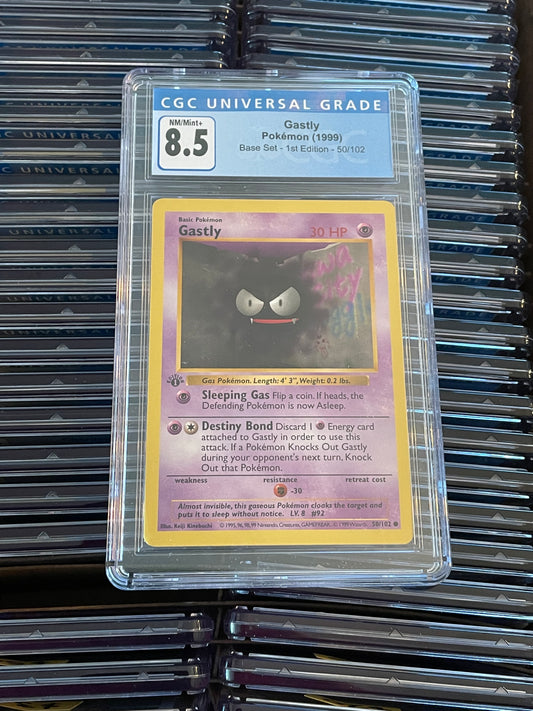 Gastly Base Set 1st Edition 50/102 Pokémon (1999) Shadowless CGC 8.5