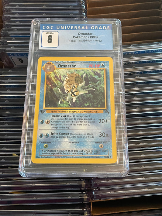 Omastar Fossil 1st Edition 40/62 Pokémon (1999) CGC 8