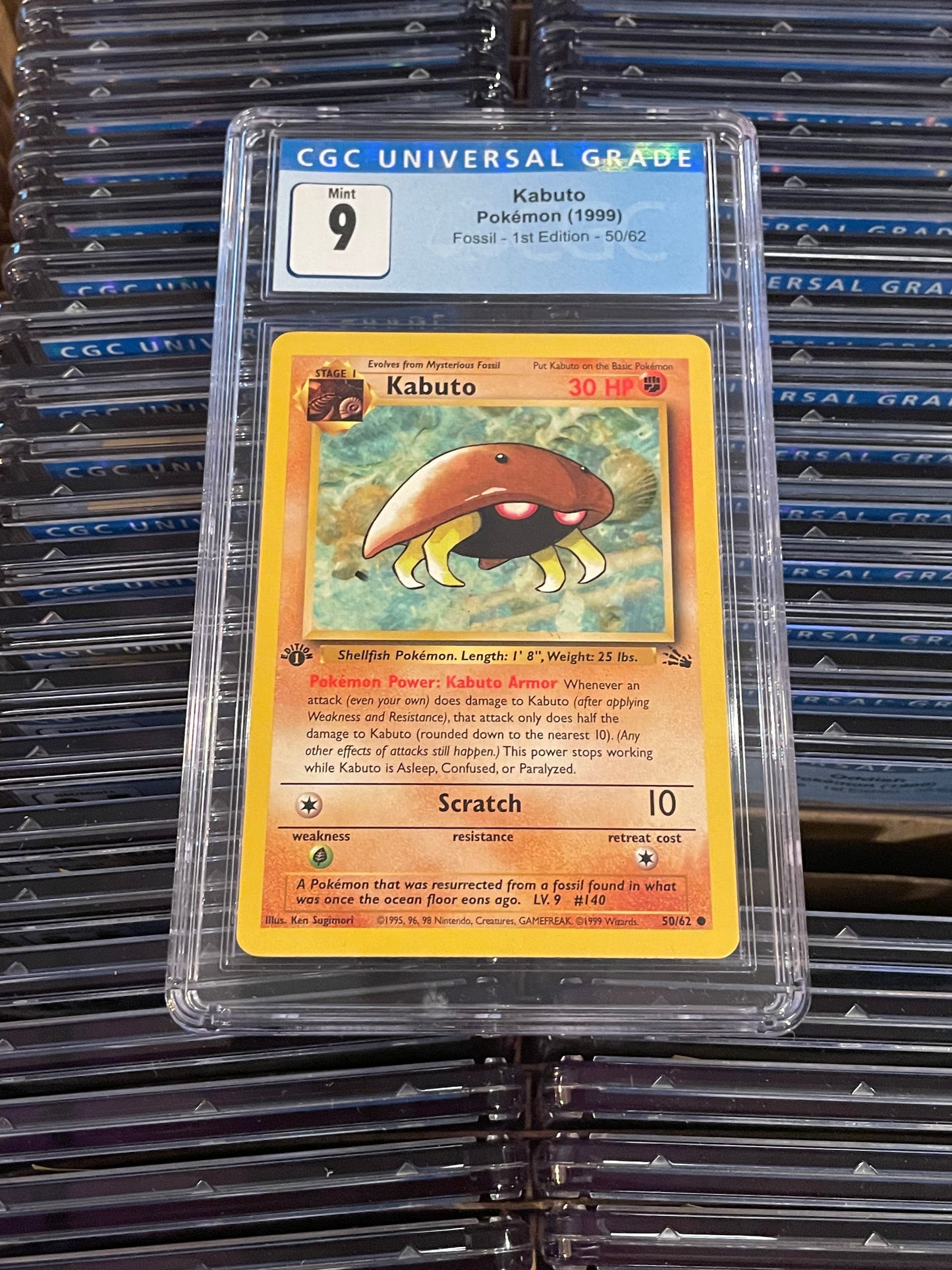 Kabuto Fossil 1st Edition 50/62 Pokémon (1999) CGC 9