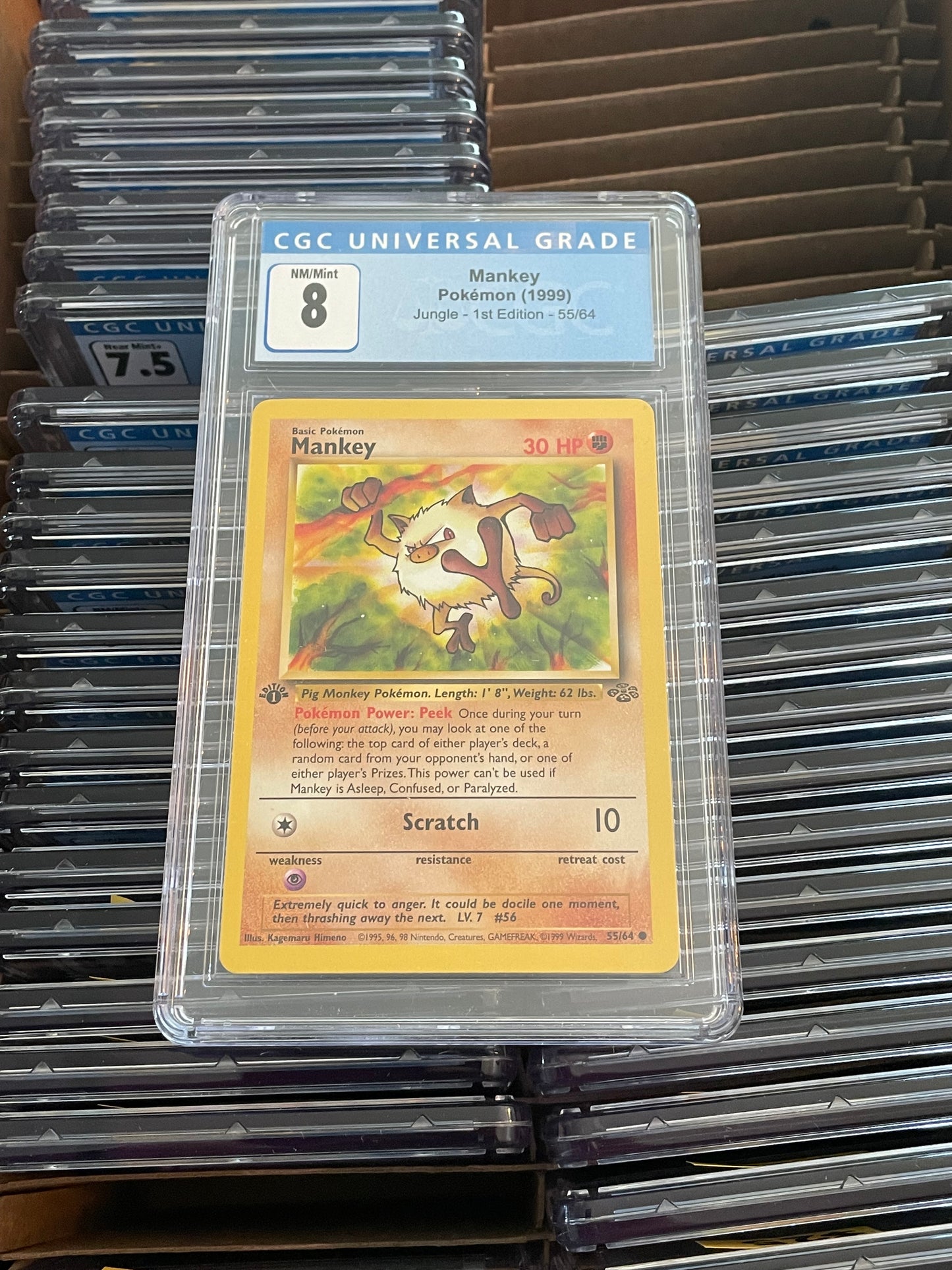 Mankey Jungle 1st Edition 55/64 Pokémon (1999) CGC 8