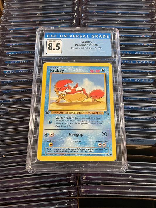 Krabby Fossil 1st Edition 51/62 Pokémon (1999) CGC 8.5