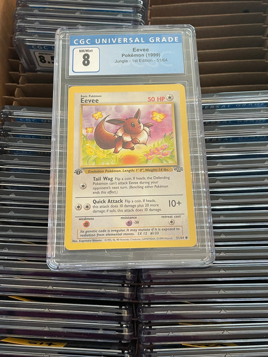 Eevee Jungle 1st Edition 51/64 Pokémon (1999) CGC 8