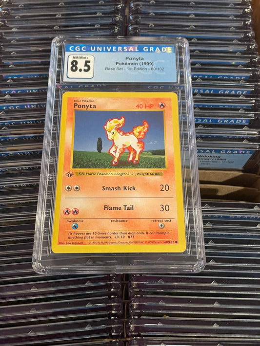 Ponyta Base Set 1st Edition 60/102 Shadowless Pokémon (1999) CGC 8.5