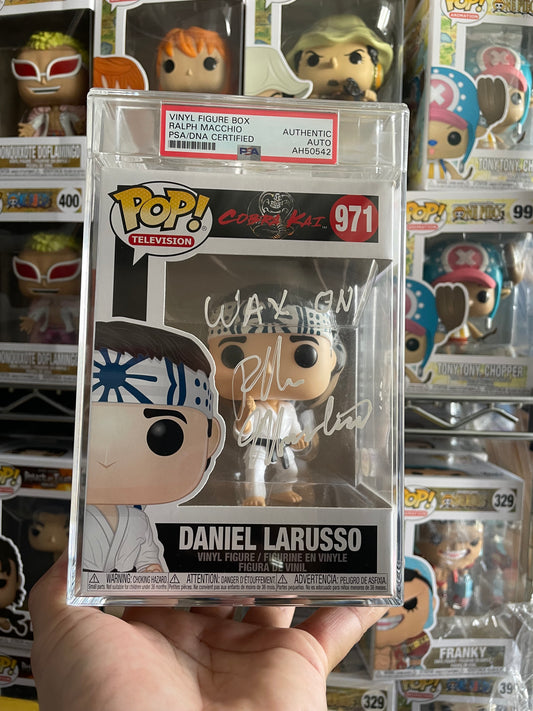 Daniel Larusso Funko Pop #971 PSA Encapsulated & Autograph by Ralph Macchio Cobra Kai