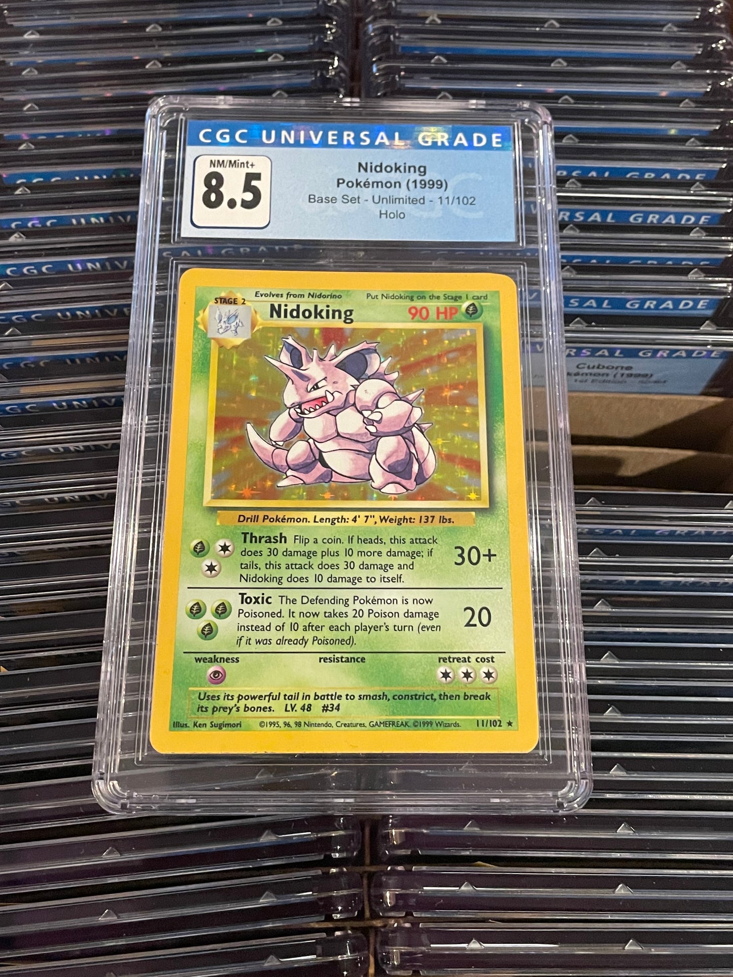 Nidoking Base Set Unlimited 11/102 Holo Pokémon (1999) CGC 8.5