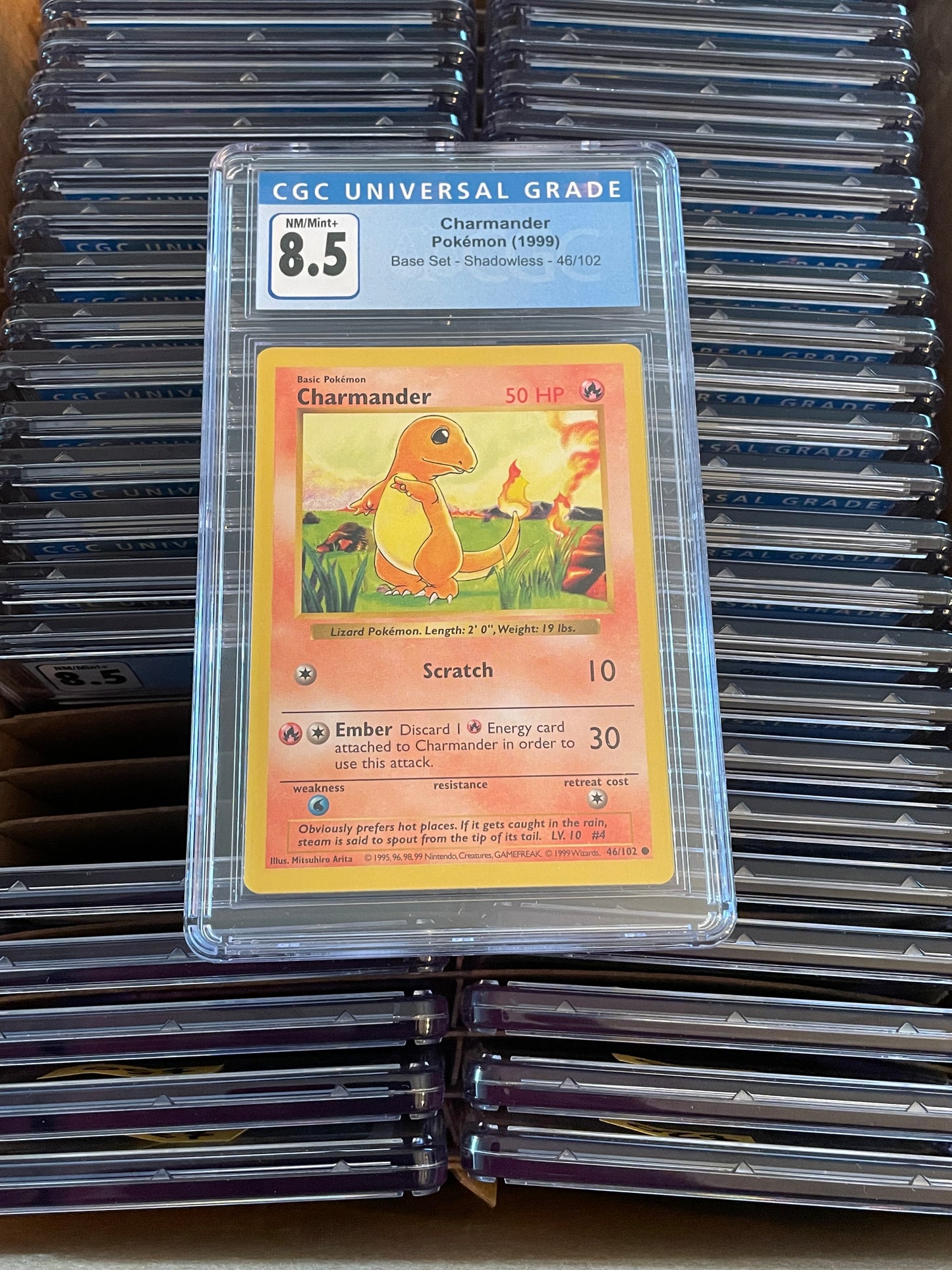 Charmander Base Set 46/102 Shadowless Pokémon (1999) CGC 8.5