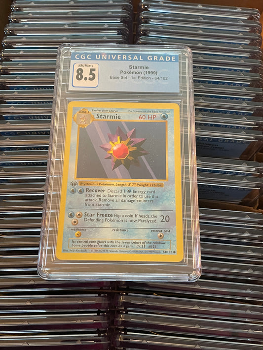 Starmie Base Set 1st Edition 64/102 Shadowless Pokémon (1999) CGC 8.5