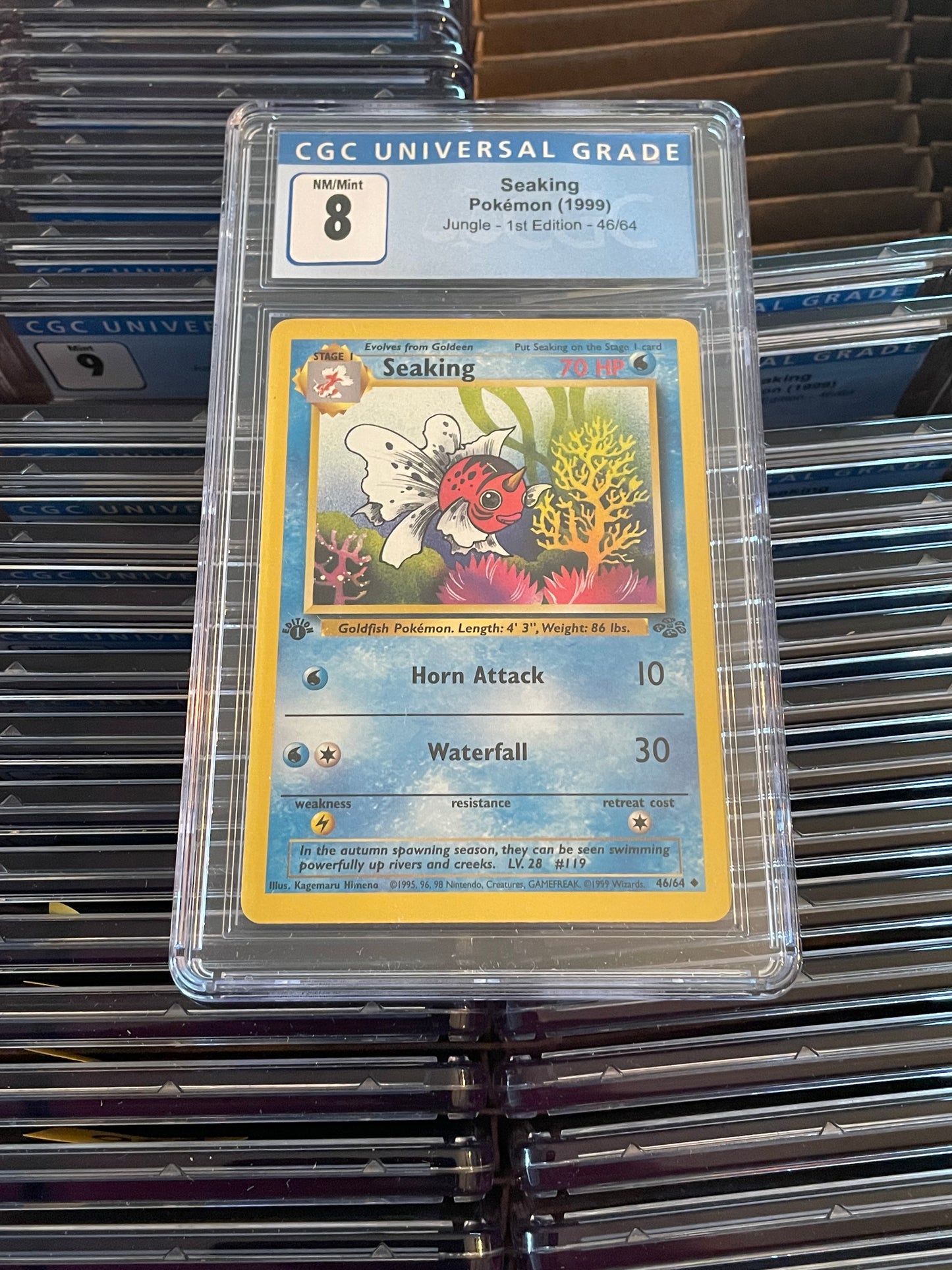 Seaking Jungle 1st Edition 46/64 Pokémon (1999) CGC 8