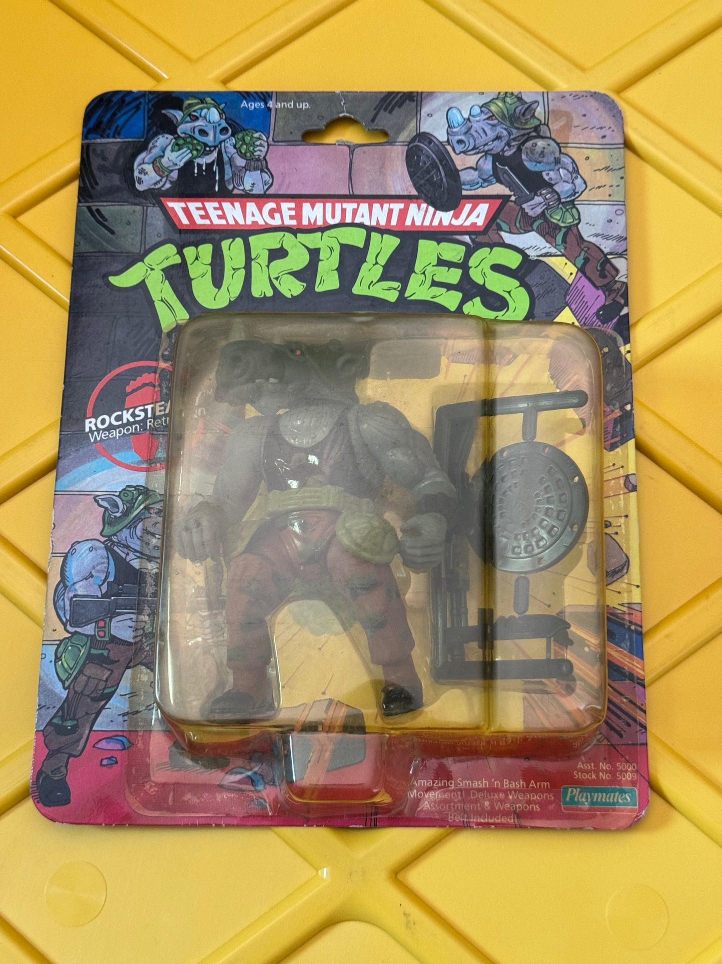 TMNT Rocksteady 1988 Playmates DAMAGE